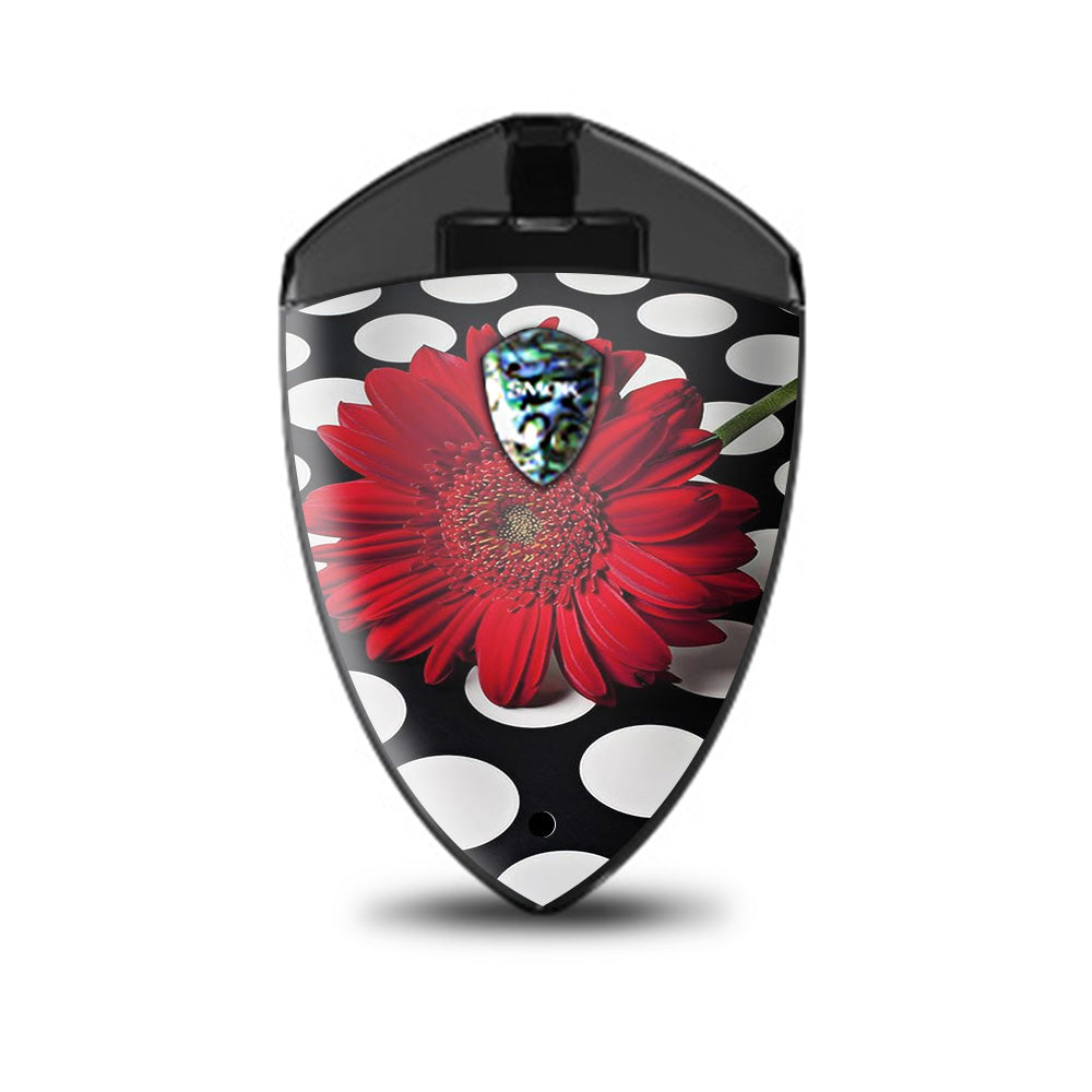  Red Flower On Polka Dots Smok Rolo Badge Skin