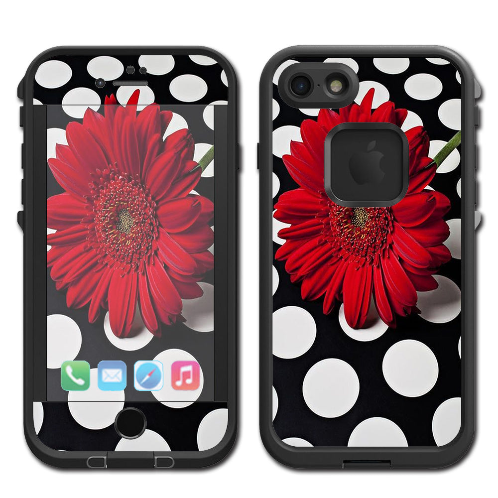 Red Flower On Polka Dots Lifeproof Fre iPhone 7 or iPhone 8 Skin