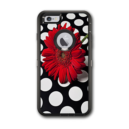  Red Flower On Polka Dots Otterbox Defender iPhone 6 PLUS Skin