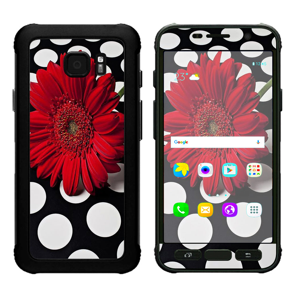  Red Flower On Polka Dots Samsung Galaxy S7 Active Skin