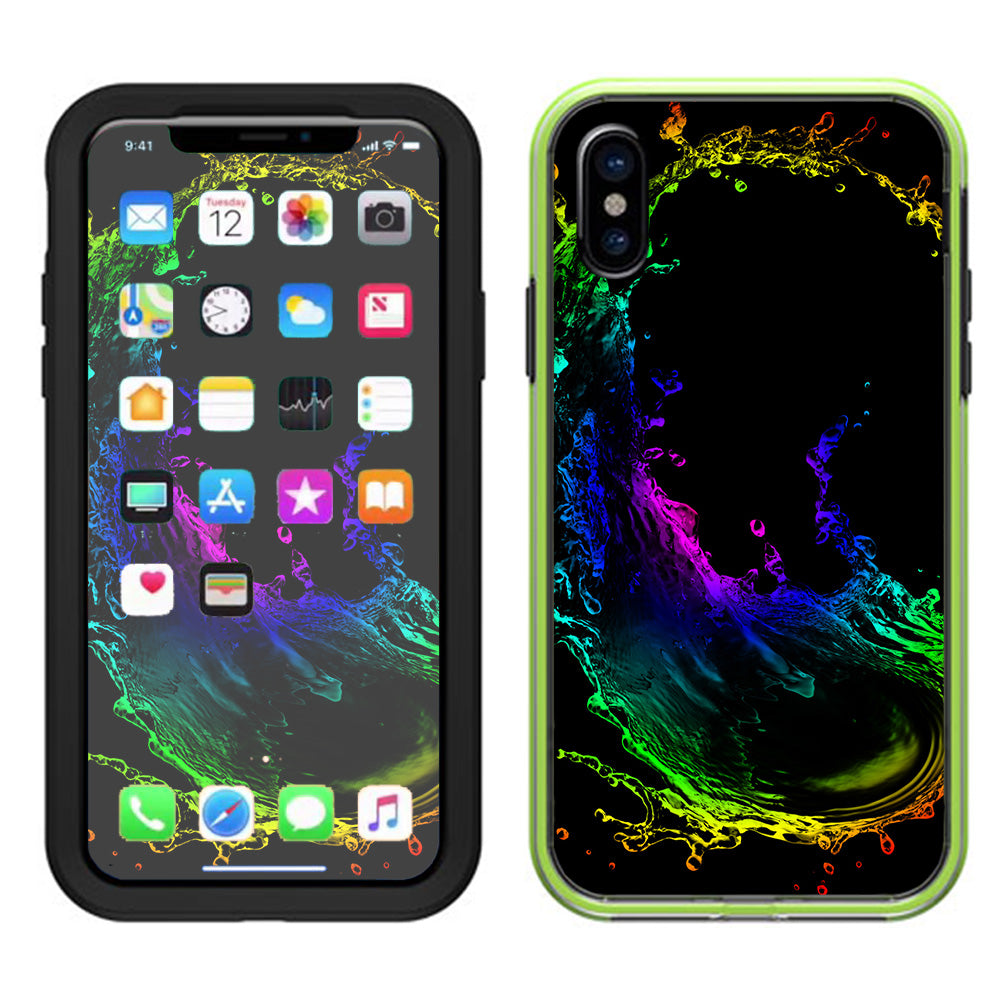  Rainbow Water Splash Lifeproof Slam Case iPhone X Skin
