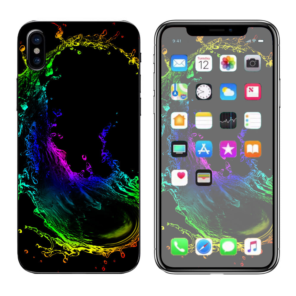  Rainbow Water Splash Apple iPhone X Skin