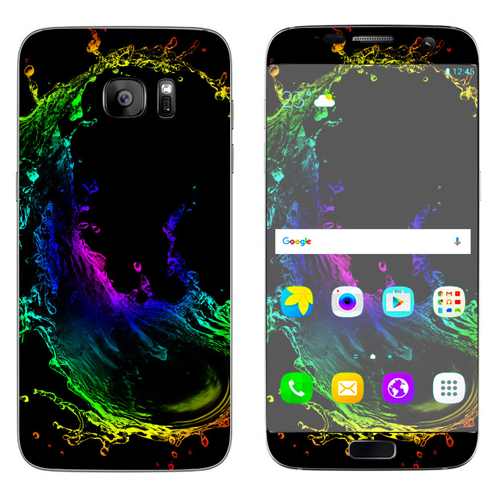  Rainbow Water Splash Samsung Galaxy S7 Edge Skin