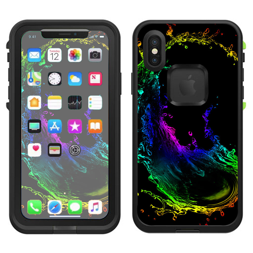  Rainbow Water Splash Lifeproof Fre Case iPhone X Skin