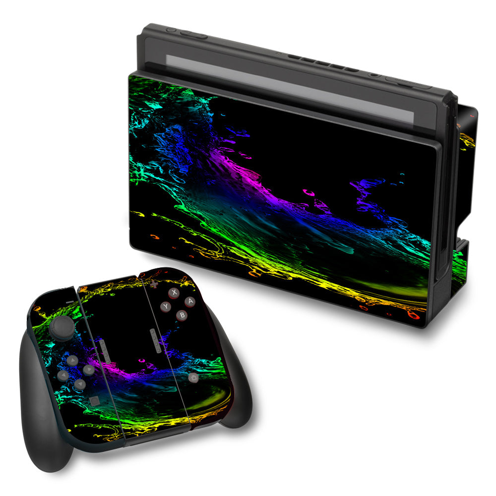  Rainbow Water Splash Nintendo Switch Skin