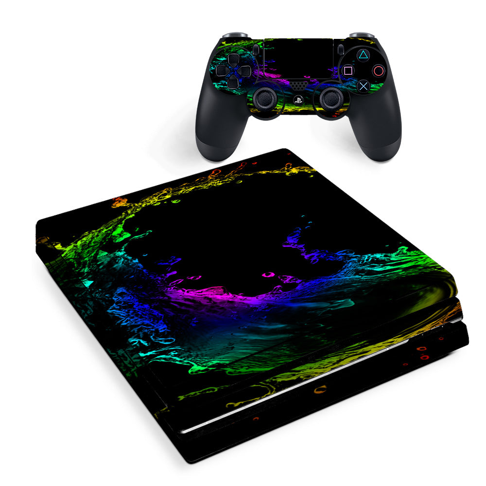 Skin Decal Vinyl Wrap For Playstation Ps4 Pro Console & Controller Stickers Skins Cover/ Rainbow Water Splash Sony PS4 Pro Skin