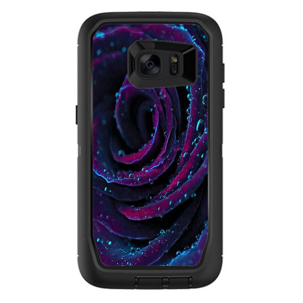 Purple Rose Pedals Water Drops Otterbox Defender Samsung Galaxy S7 Edge Skin