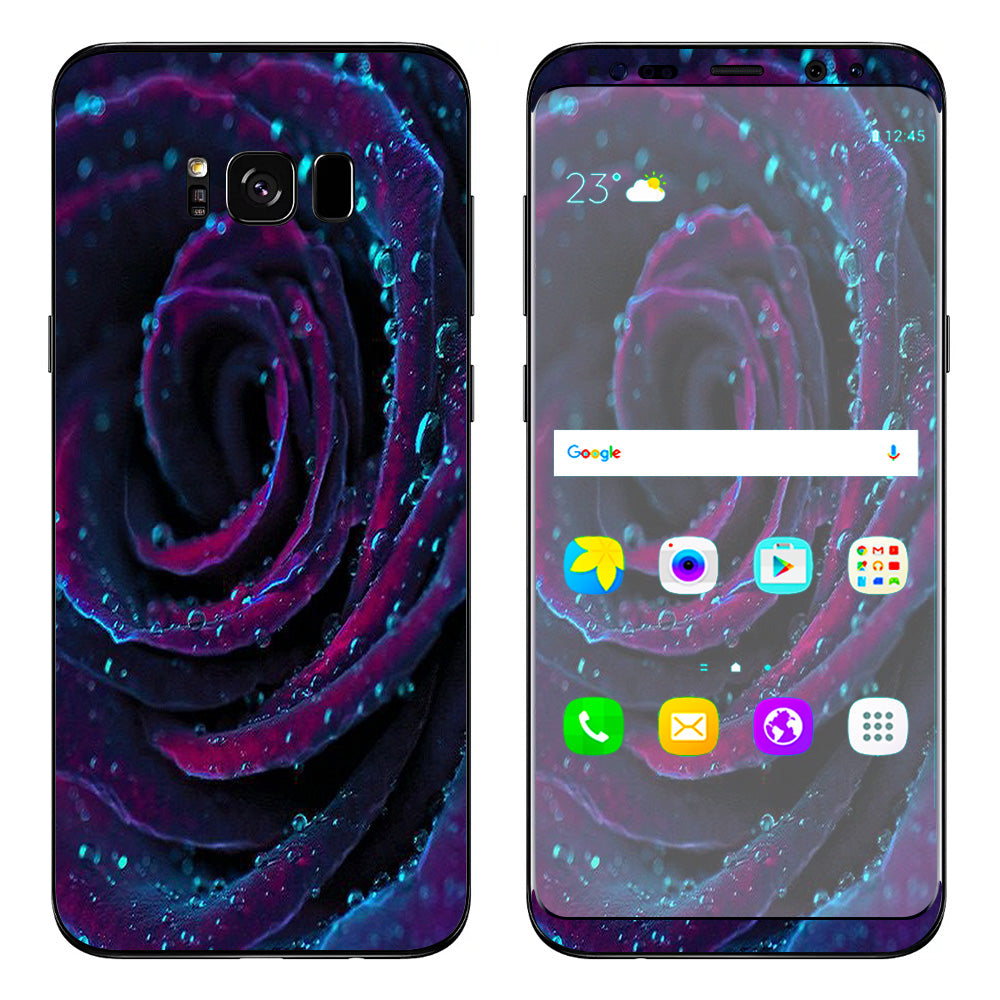  Purple Rose Pedals Water Drops Samsung Galaxy S8 Skin
