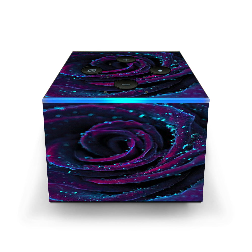  Purple Rose Pedals Water Drops Amazon Fire TV Cube Skin