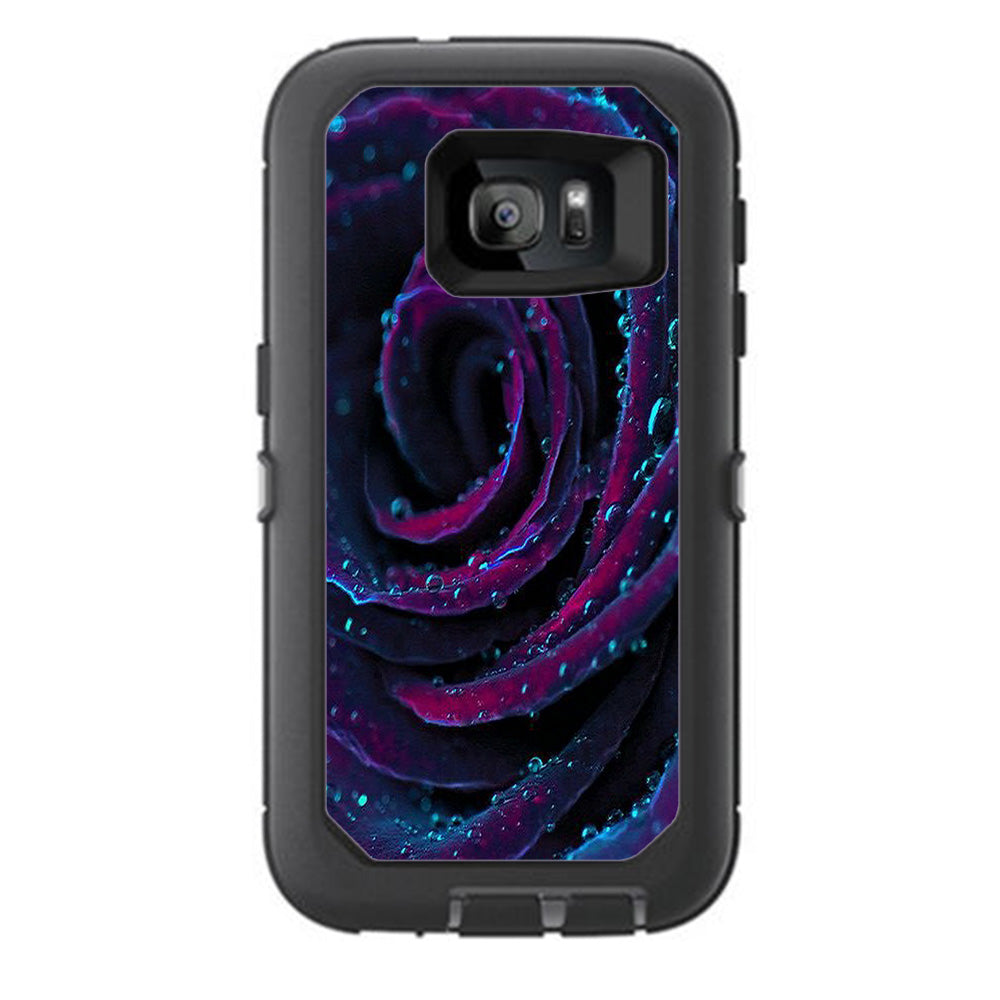  Purple Rose Pedals Water Drops Otterbox Defender Samsung Galaxy S7 Skin