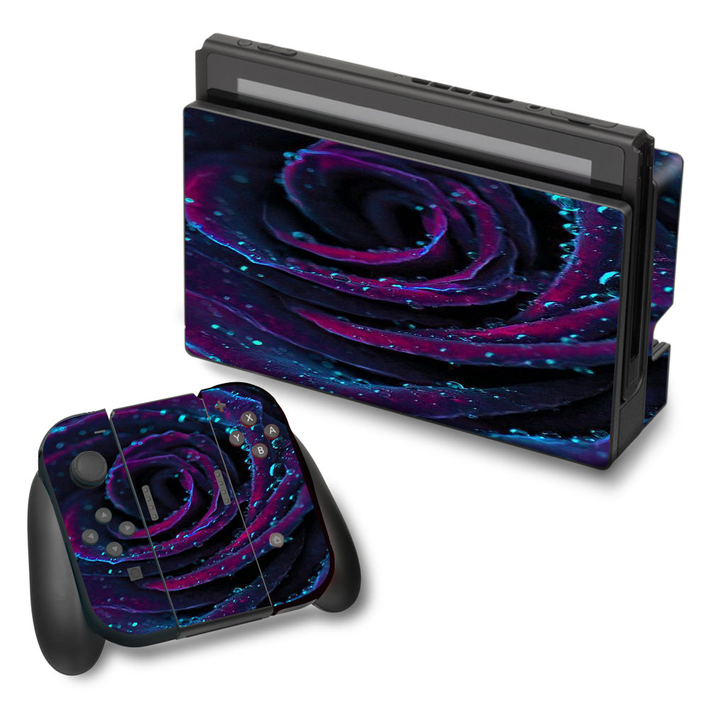  Purple Rose Pedals Water Drops Nintendo Switch Skin