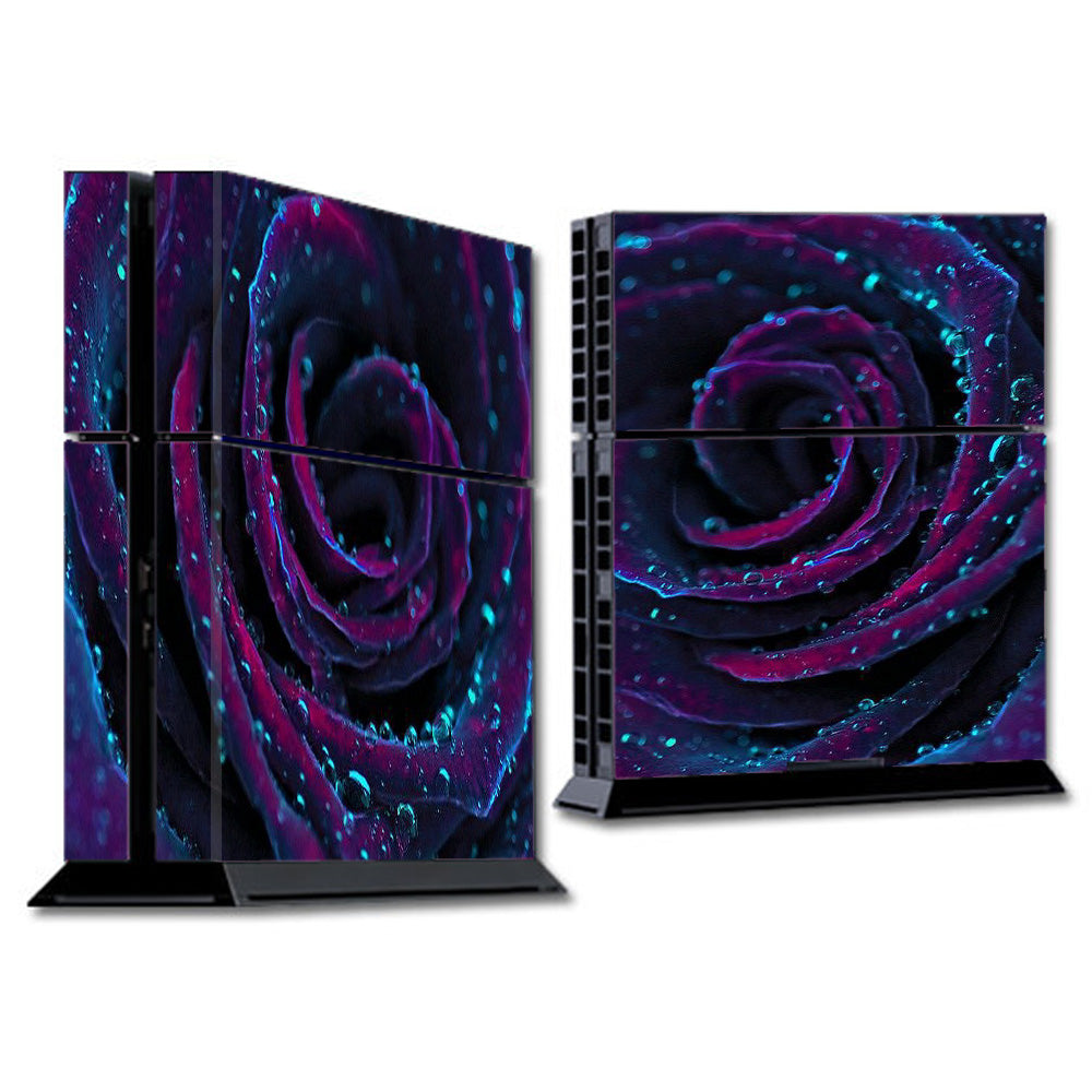  Purple Rose Pedals Water Drops Sony Playstation PS4 Skin