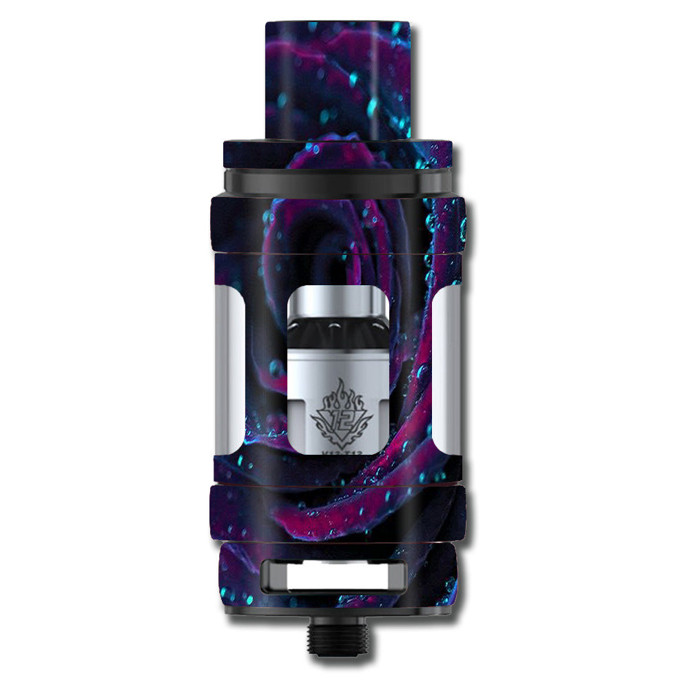  Purple Rose Pedals Water Drops Smok TFV12 Tank Skin