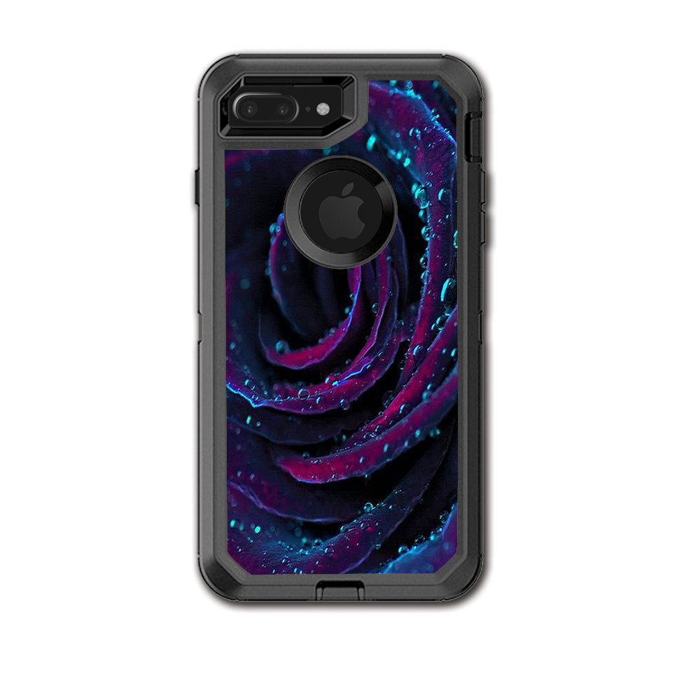  Purple Rose Pedals Water Drops Otterbox Defender iPhone 7+ Plus or iPhone 8+ Plus Skin
