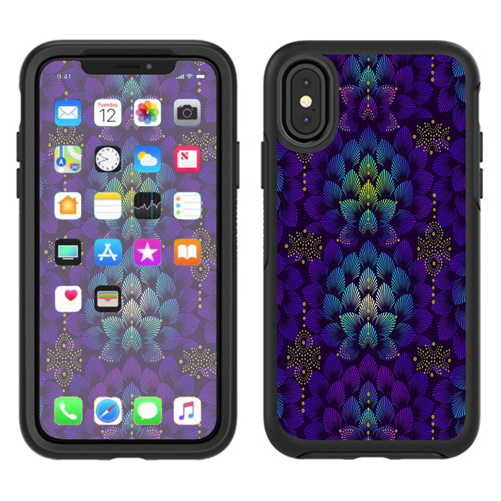  Floral Feather Pattern Otterbox Defender Apple iPhone X Skin