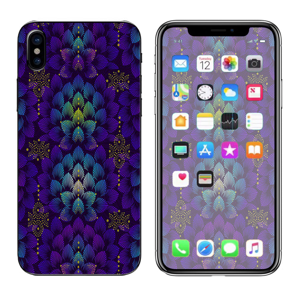  Floral Feather Pattern Apple iPhone X Skin