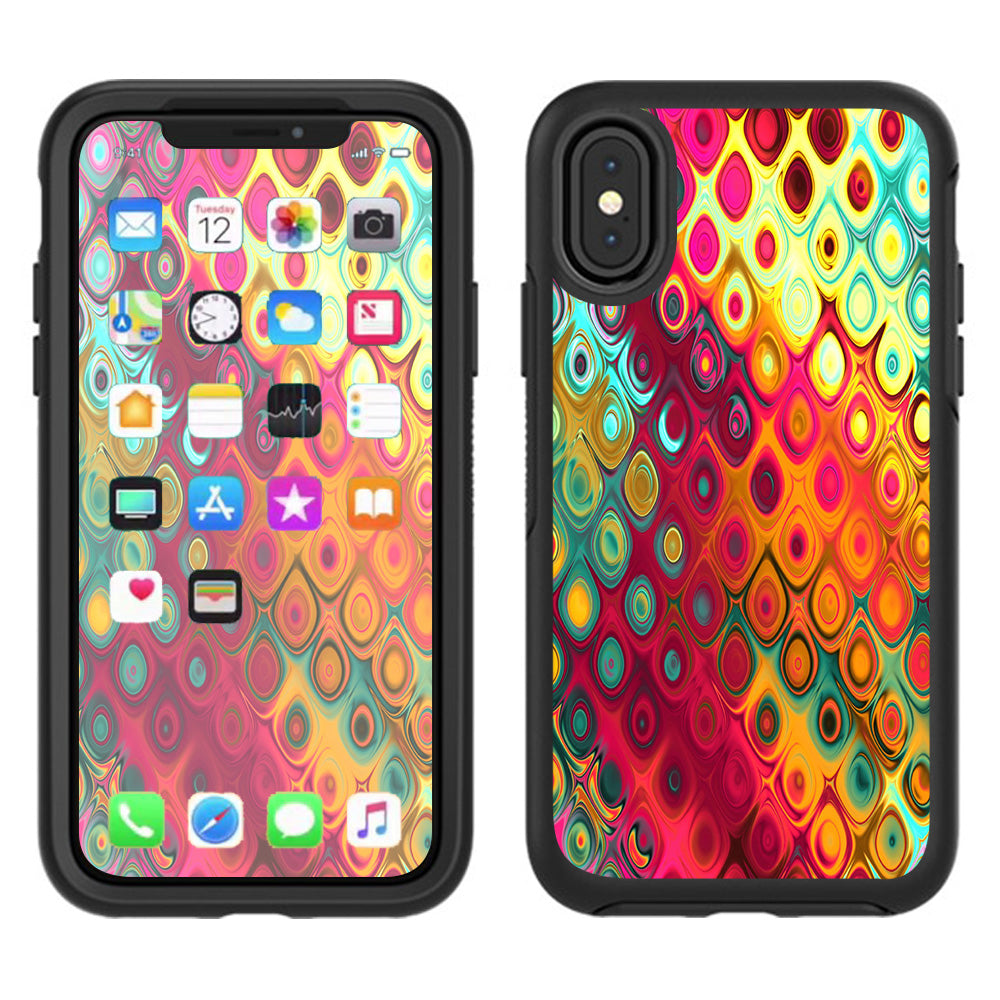  Colorful Pattern Stained Glass Otterbox Defender Apple iPhone X Skin