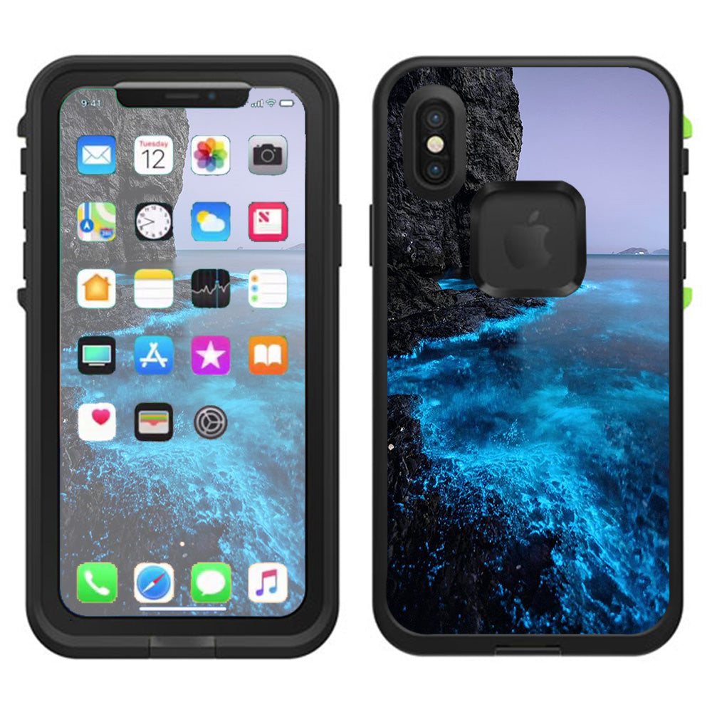  Paradise Sea Wall Cliffs Glowing Water Lifeproof Fre Case iPhone X Skin