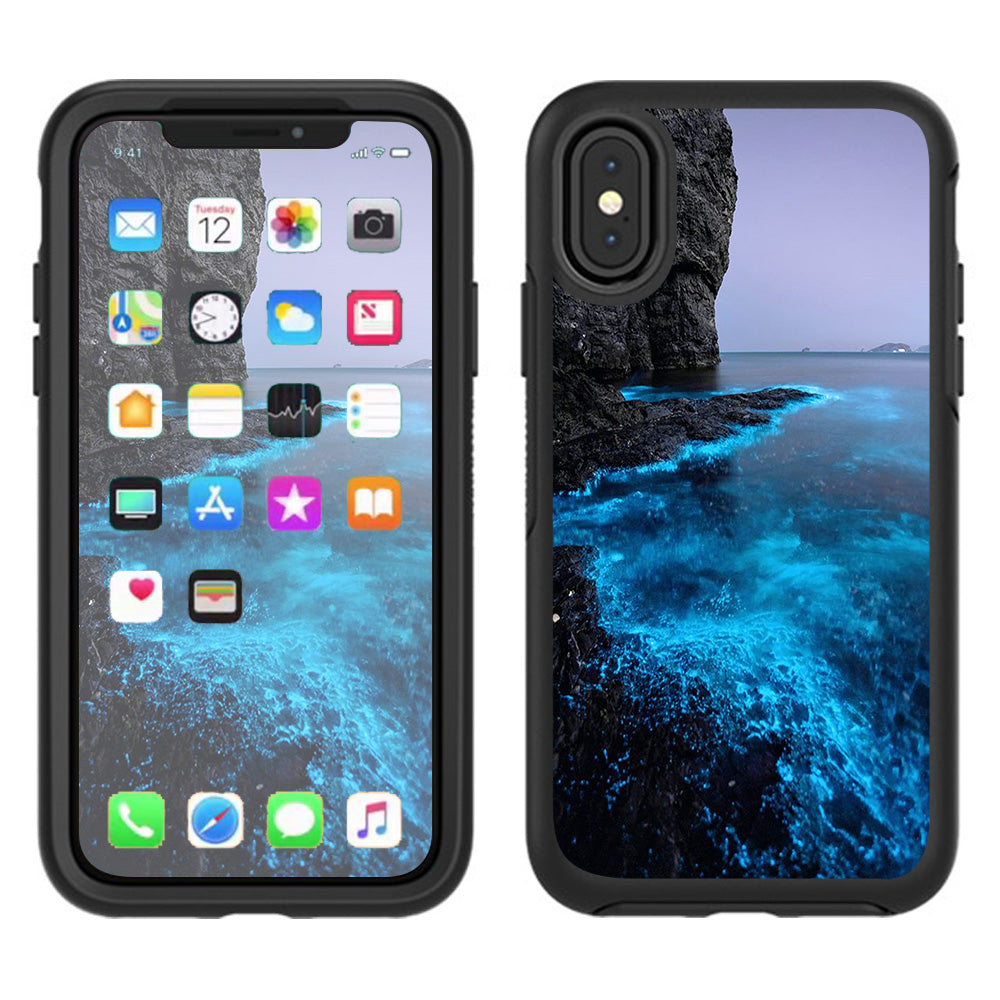  Paradise Sea Wall Cliffs Glowing Water Otterbox Defender Apple iPhone X Skin