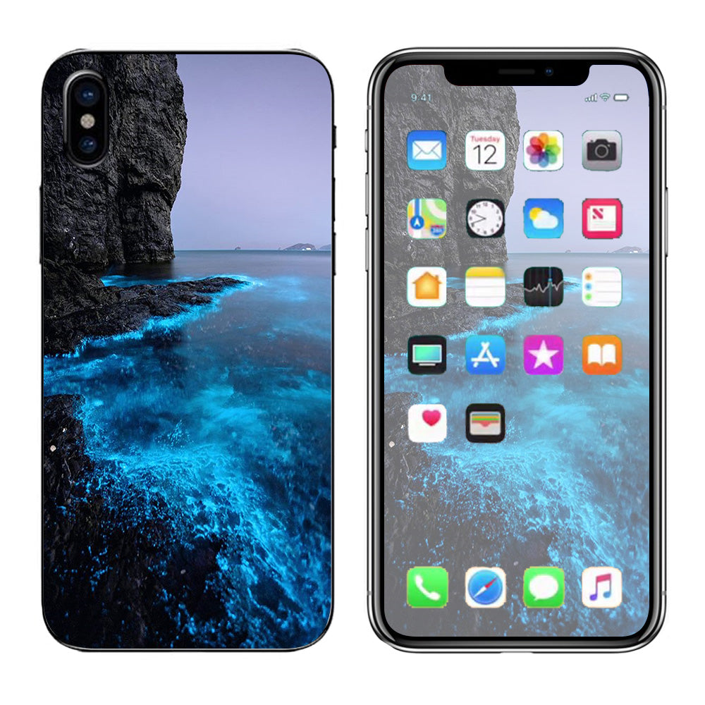  Paradise Sea Wall Cliffs Glowing Water Apple iPhone X Skin
