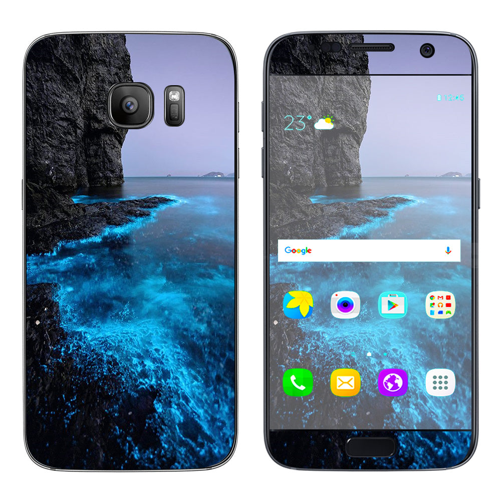  Paradise Sea Wall Cliffs Glowing Water Samsung Galaxy S7 Skin