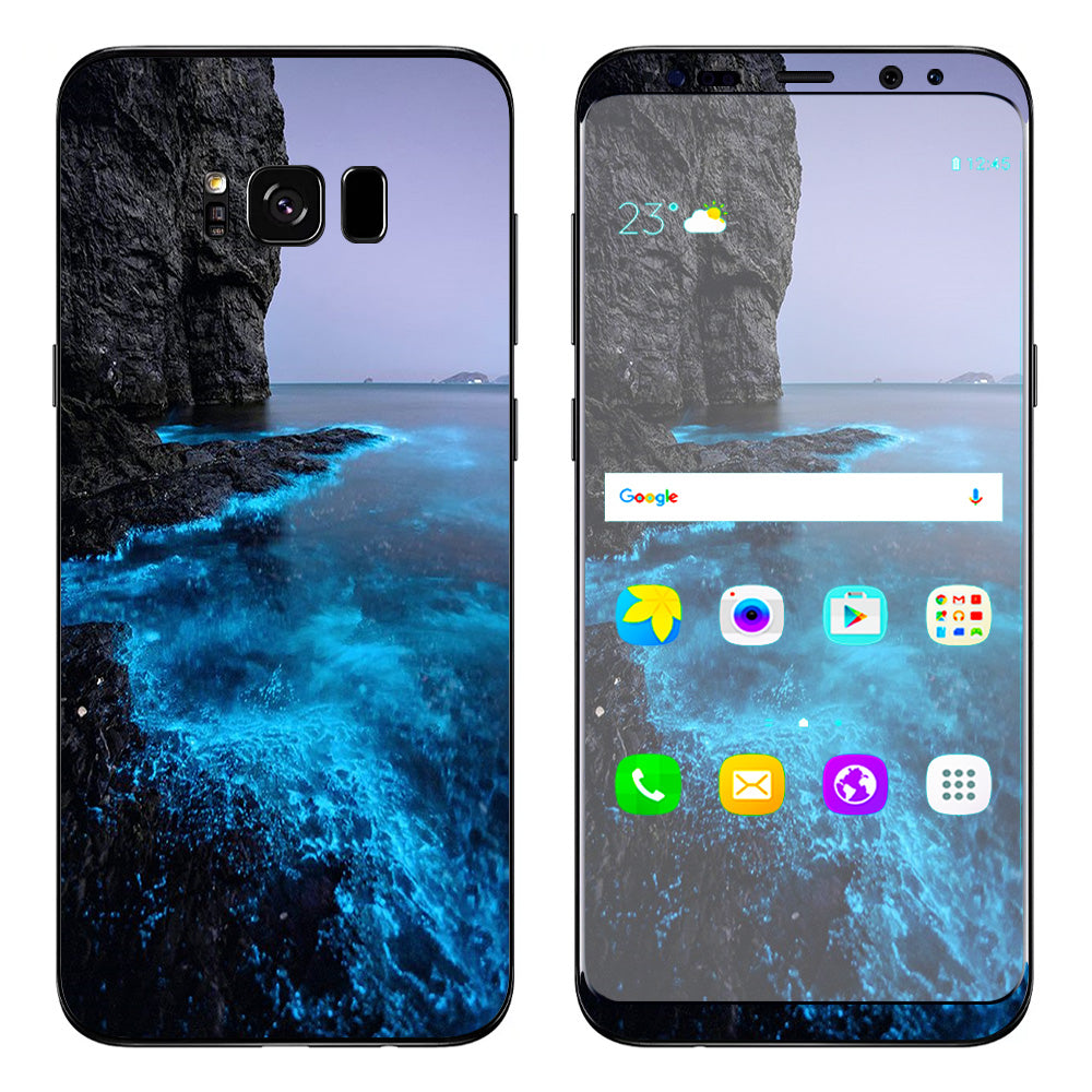  Paradise Sea Wall Cliffs Glowing Water Samsung Galaxy S8 Plus Skin