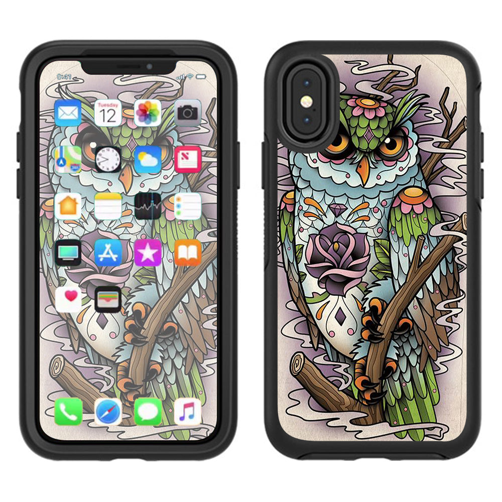  Owl Painting Aztec Style Otterbox Defender Apple iPhone X Skin