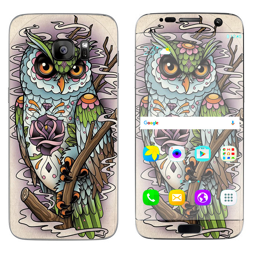  Owl Painting Aztec Style Samsung Galaxy S7 Edge Skin