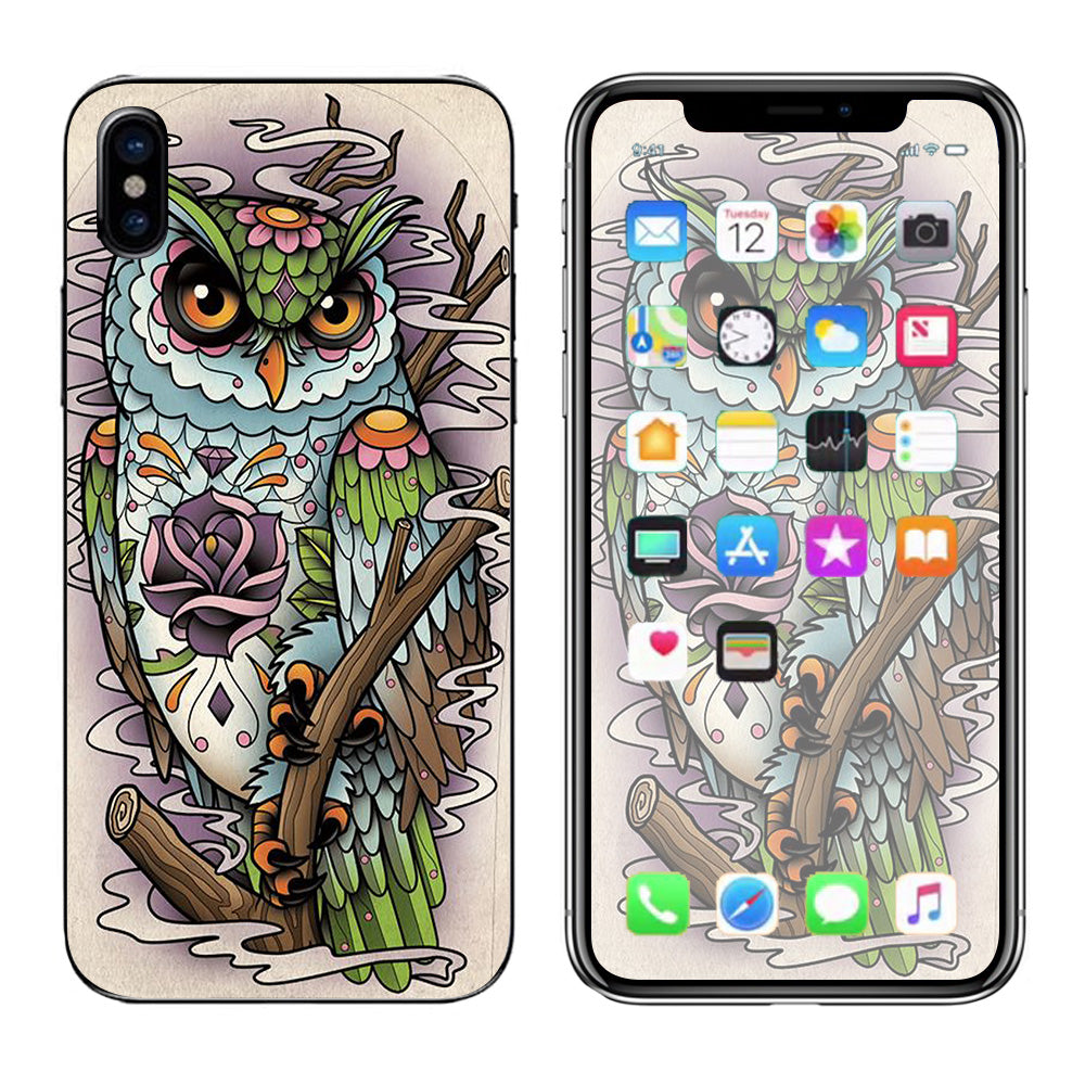  Owl Painting Aztec Style Apple iPhone X Skin
