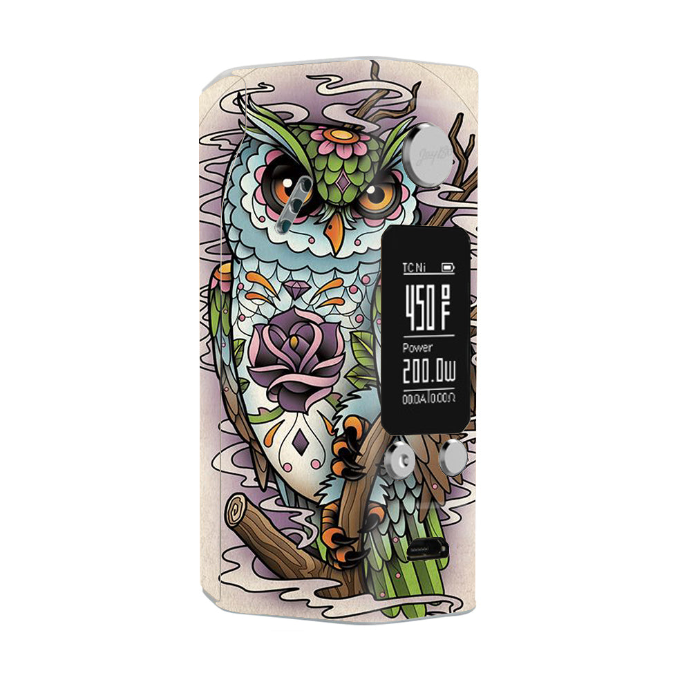  Owl Painting Aztec Style Wismec Reuleaux RX200S Skin
