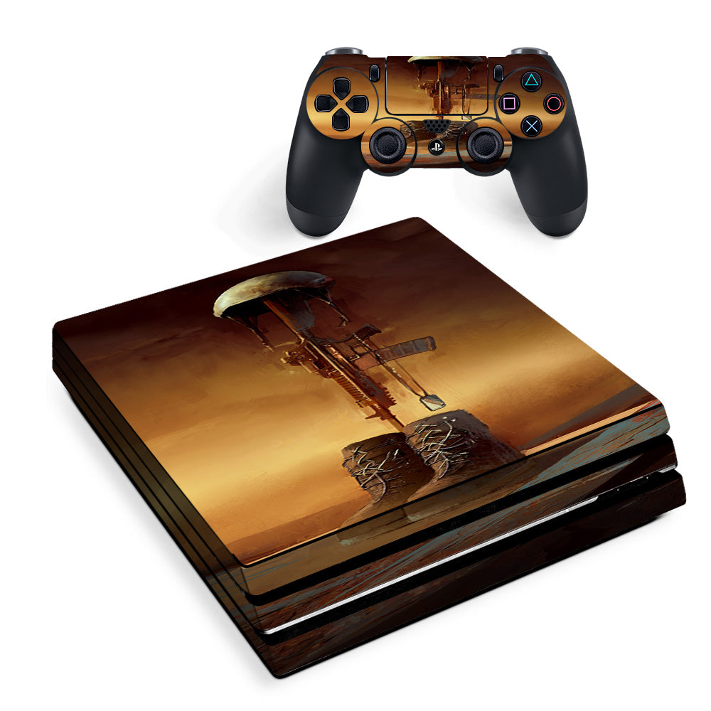 Skin Decal Vinyl Wrap For Playstation Ps4 Pro Console & Controller Stickers Skins Cover/ Never Forgotten Military Boots Rifle Sony PS4 Pro Skin