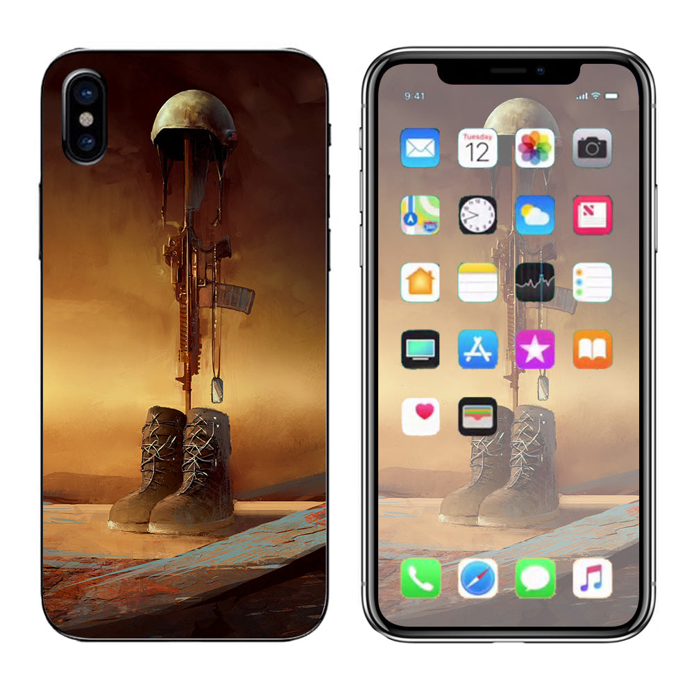  Never Forgotten Military Boots Rifle Apple iPhone X Skin