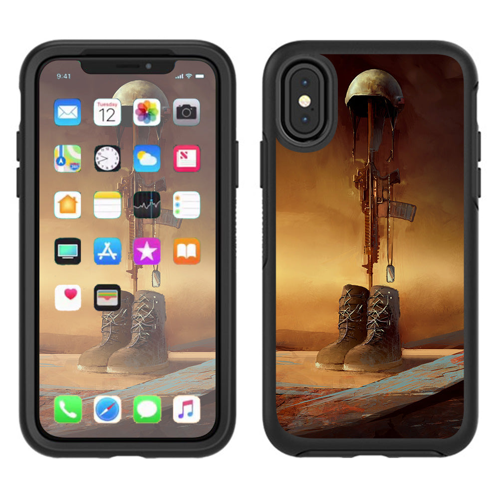  Never Forgotten Military Boots Rifle Otterbox Defender Apple iPhone X Skin