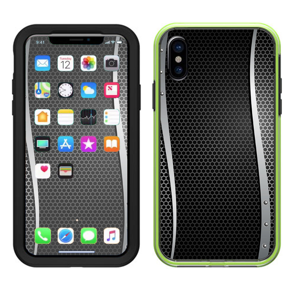  Metal Metallic Screen Pattern Lifeproof Slam Case iPhone X Skin