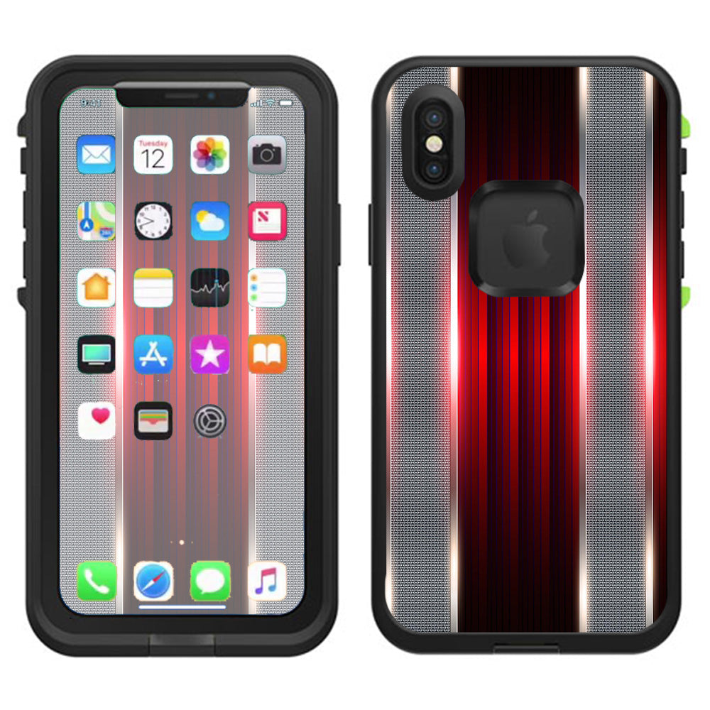  Red Metal Pattern Screen Lifeproof Fre Case iPhone X Skin