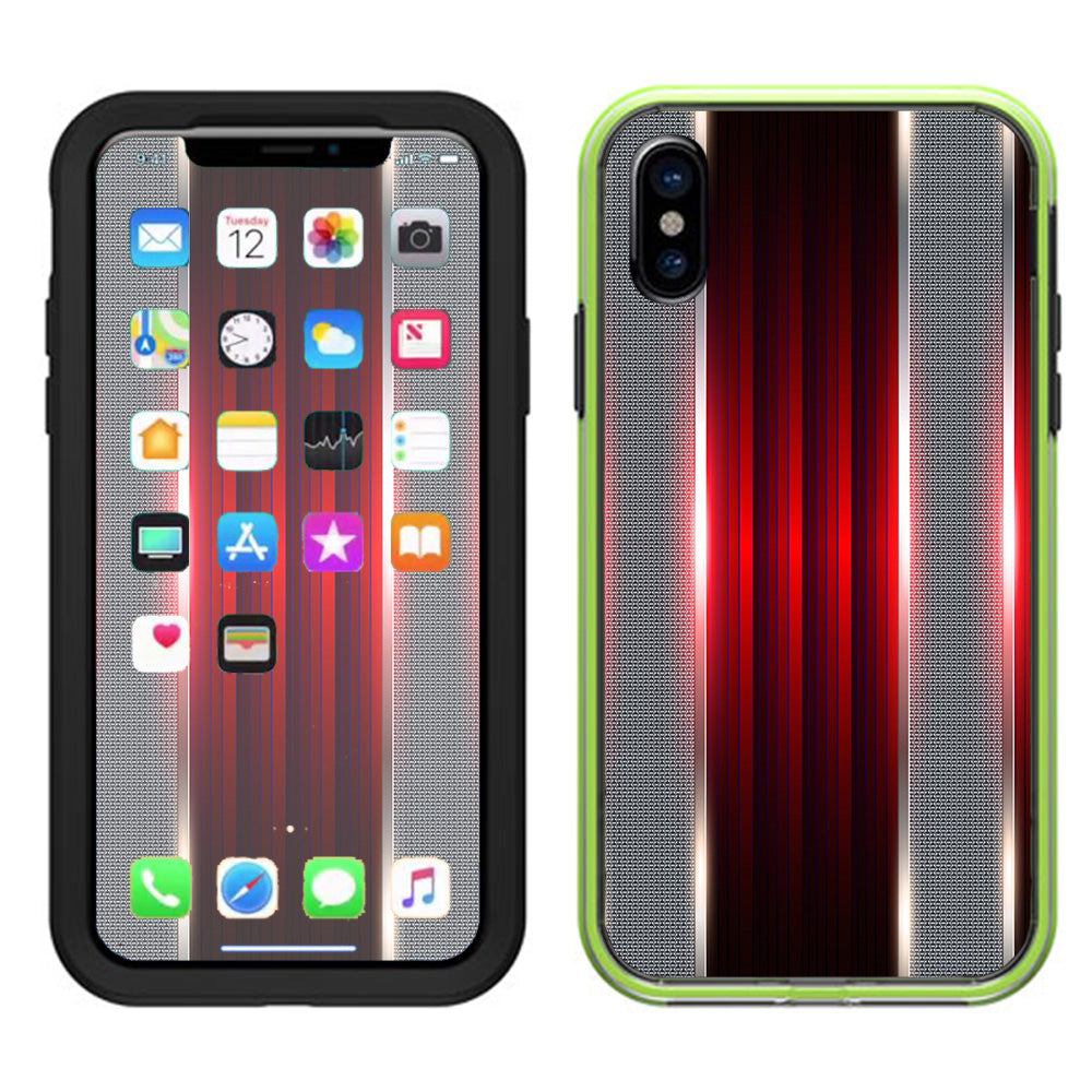  Red Metal Pattern Screen Lifeproof Slam Case iPhone X Skin