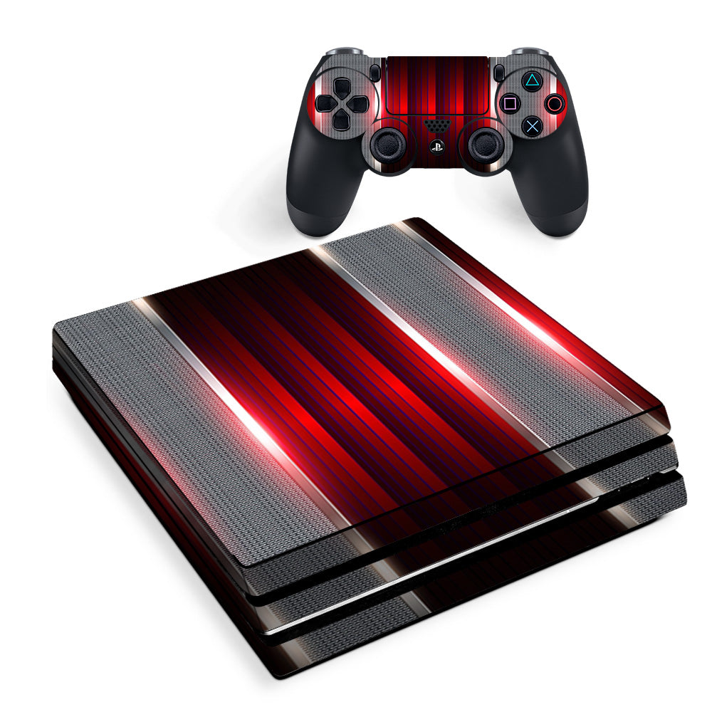 Skin Decal Vinyl Wrap For Playstation Ps4 Pro Console & Controller Stickers Skins Cover/ Red Metal Pattern Screen Sony PS4 Pro Skin