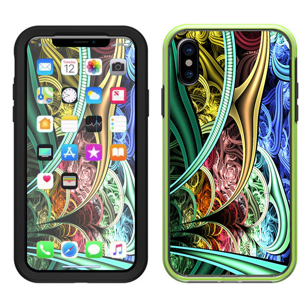  Bio Mechanical Metal Color Pattern Lifeproof Slam Case iPhone X Skin