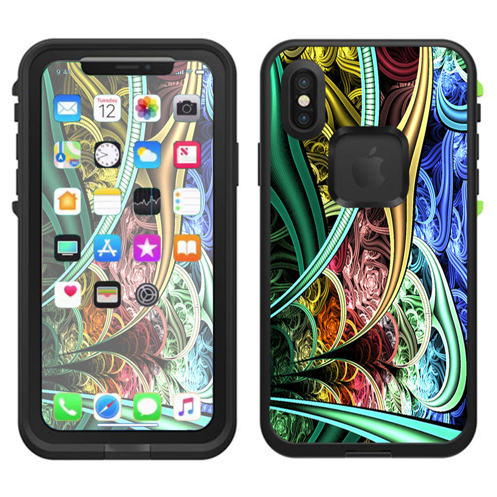  Bio Mechanical Metal Color Pattern Lifeproof Fre Case iPhone X Skin