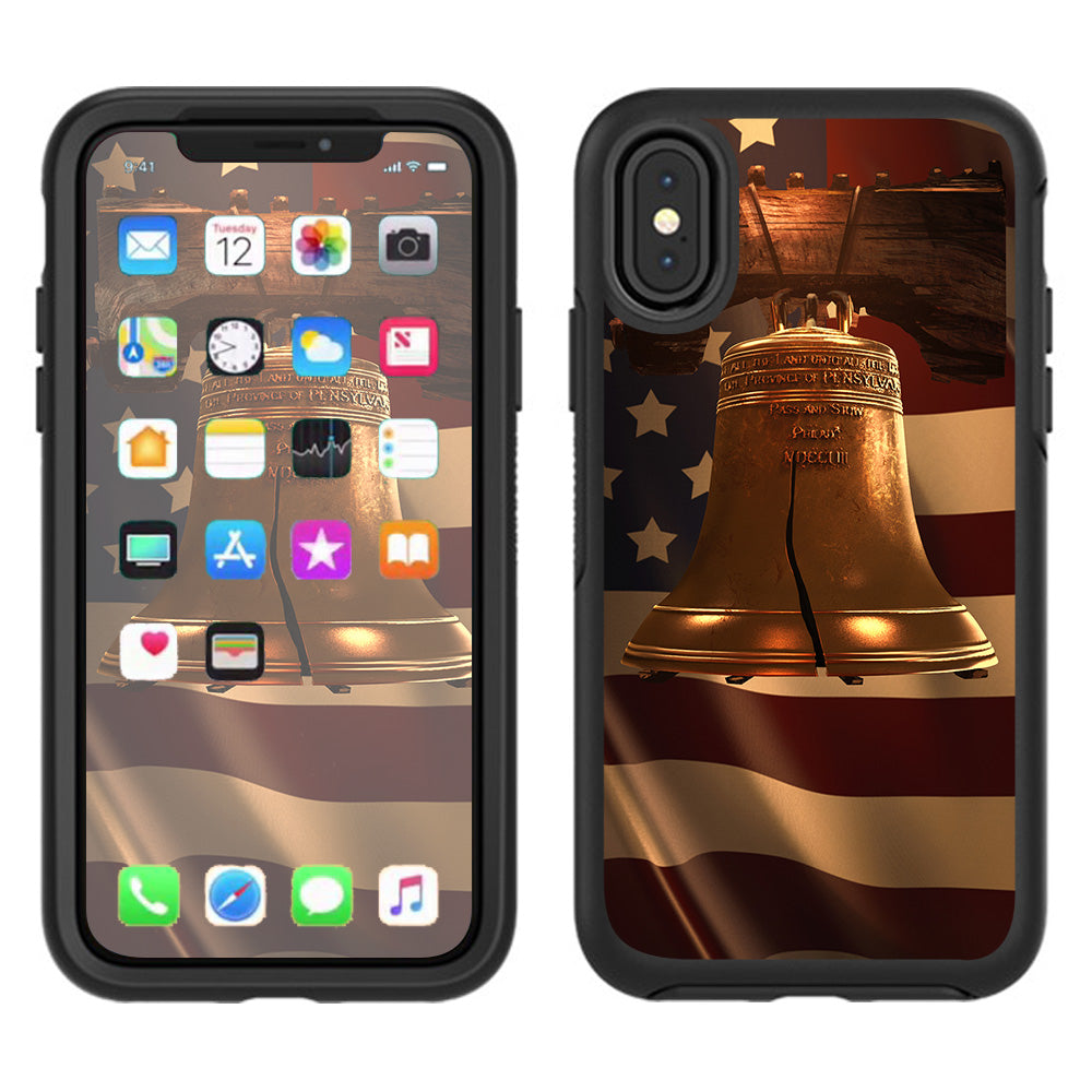  Liberty Bell And Flag Otterbox Defender Apple iPhone X Skin