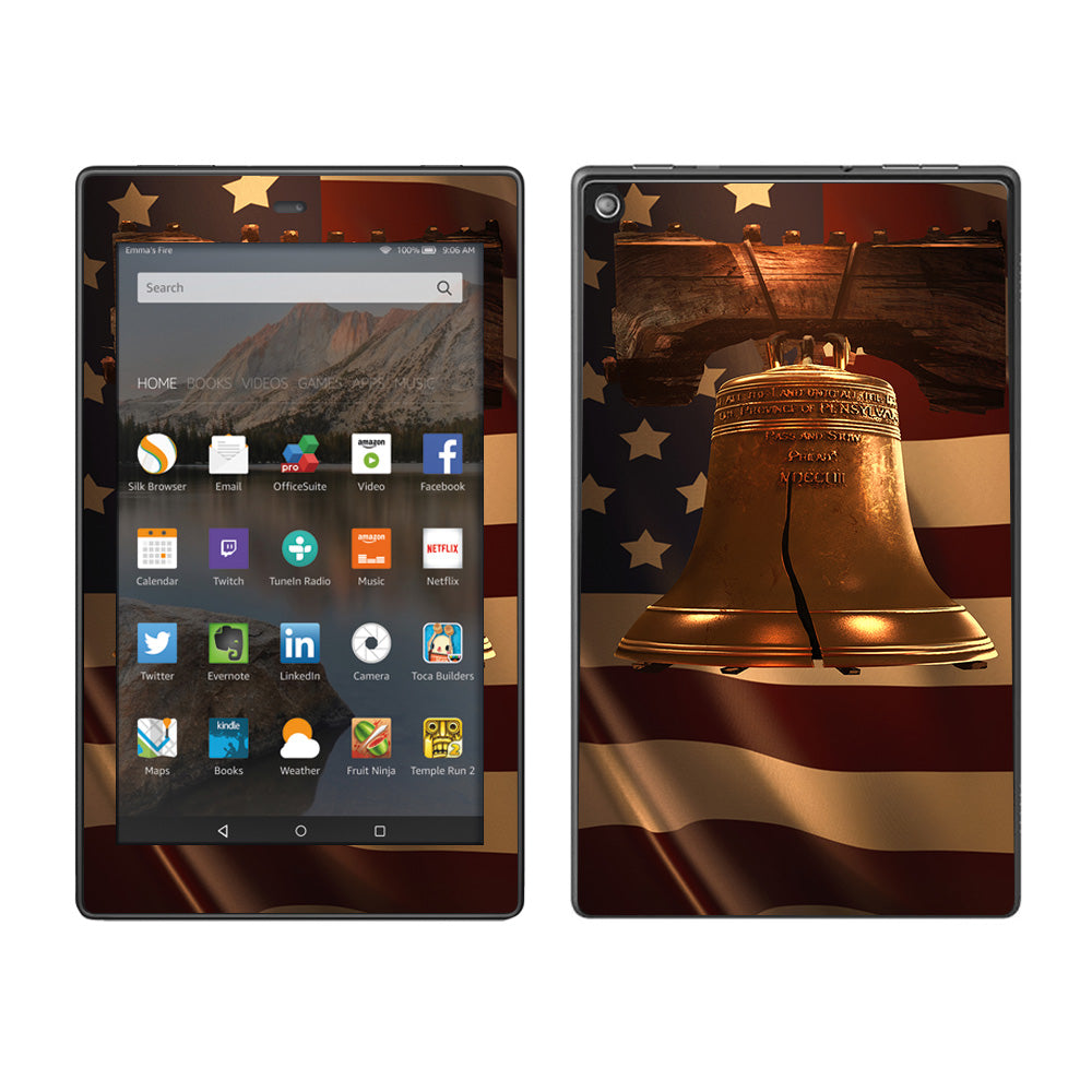  Liberty Bell And Flag Amazon Fire HD 8 Skin