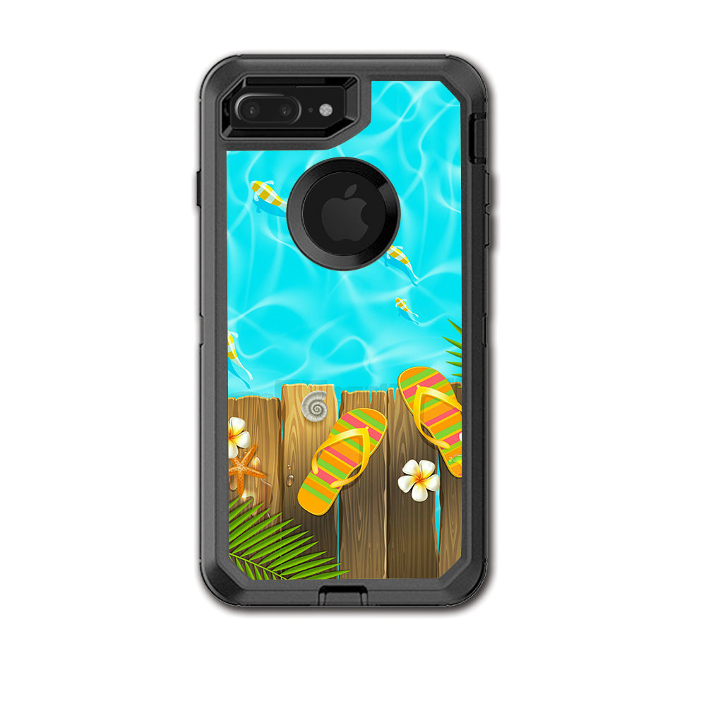  Flip Flops And Fish Summer Otterbox Defender iPhone 7+ Plus or iPhone 8+ Plus Skin