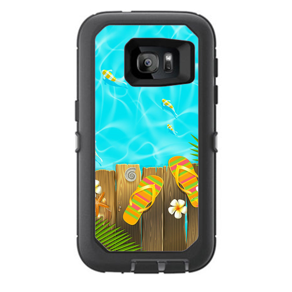  Flip Flops And Fish Summer Otterbox Defender Samsung Galaxy S7 Skin