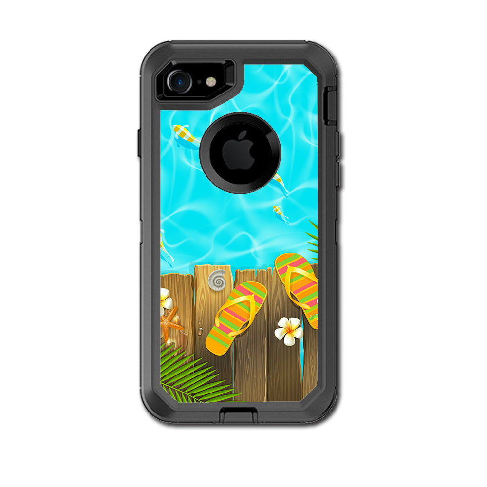  Flip Flops And Fish Summer Otterbox Defender iPhone 7 or iPhone 8 Skin