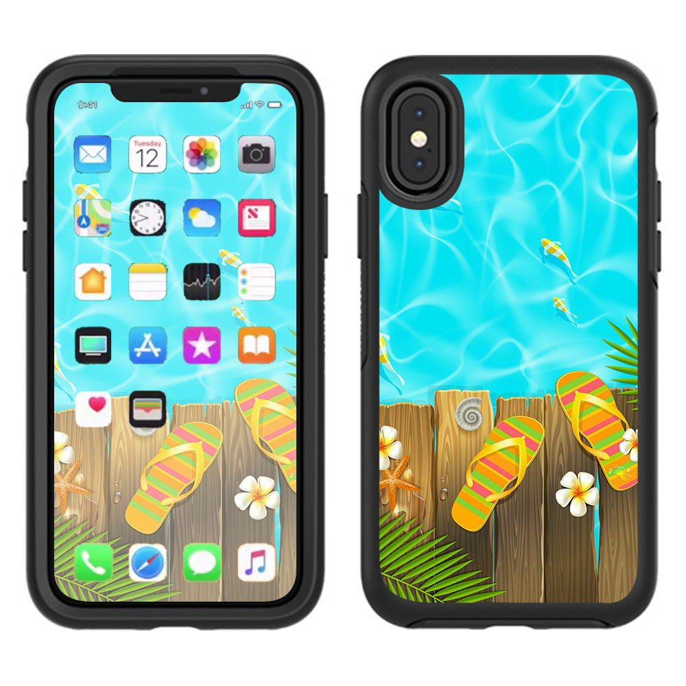  Flip Flops And Fish Summer Otterbox Defender Apple iPhone X Skin