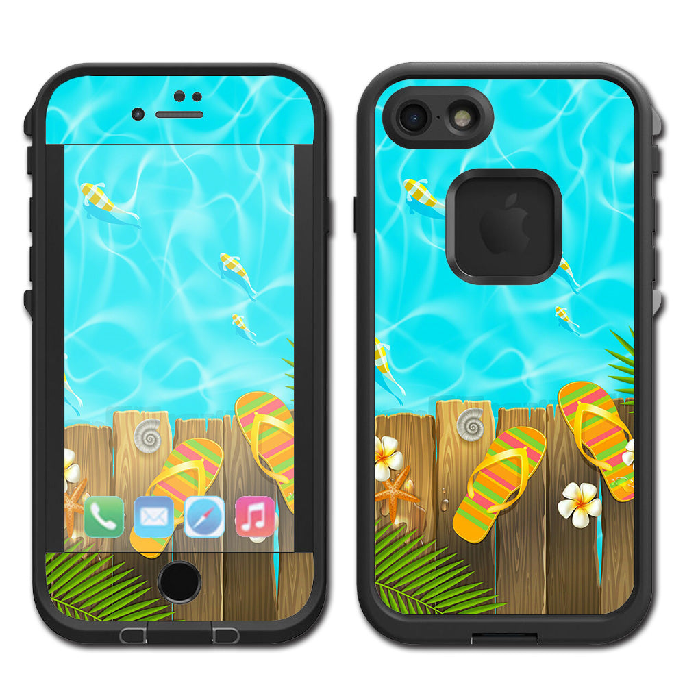  Flip Flops And Fish Summer Lifeproof Fre iPhone 7 or iPhone 8 Skin
