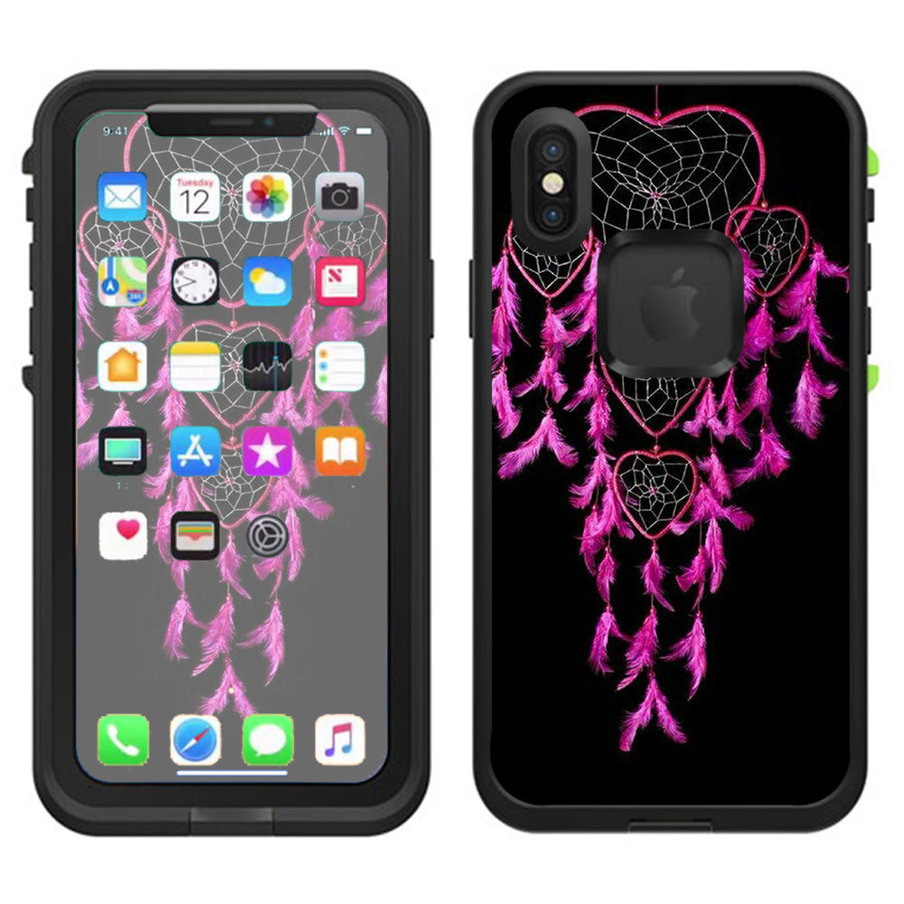  Heart Pink Feather Dream Catcher Lifeproof Fre Case iPhone X Skin