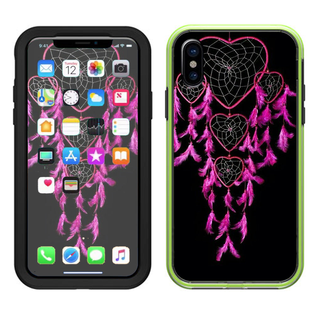  Heart Pink Feather Dream Catcher Lifeproof Slam Case iPhone X Skin