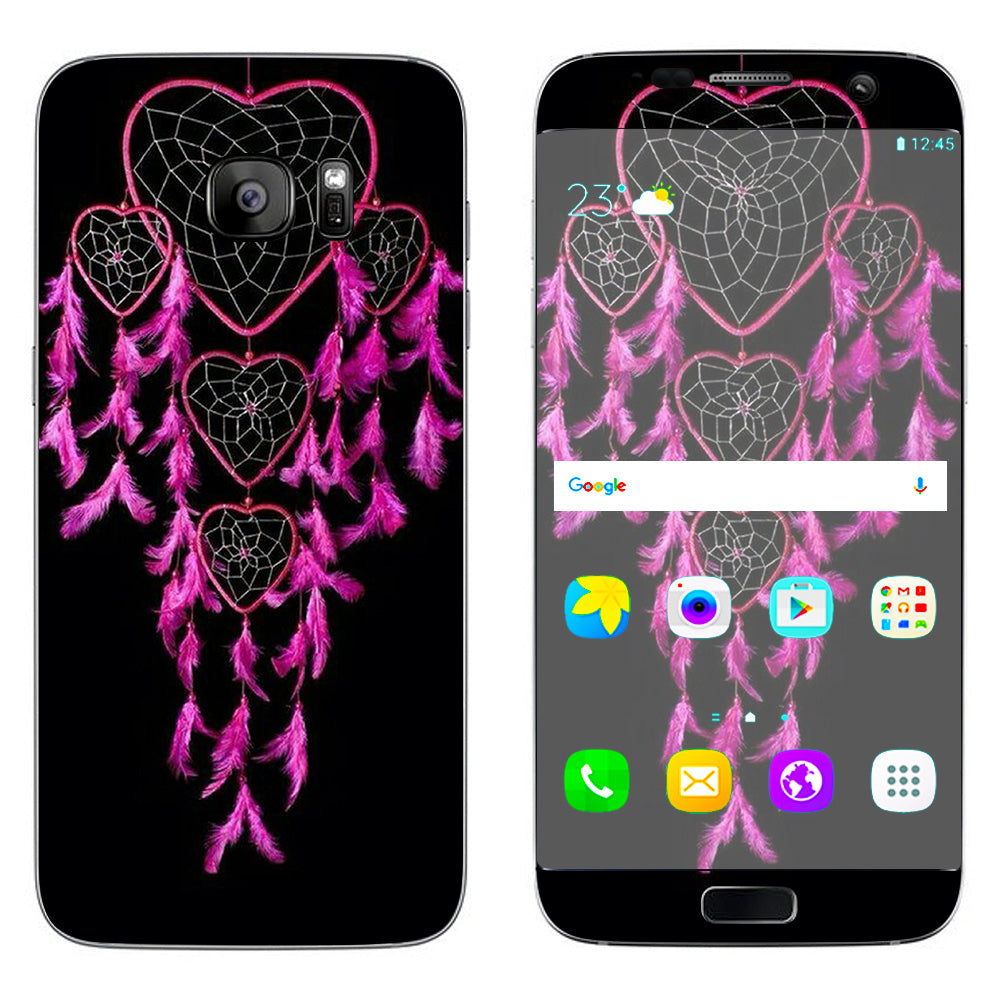  Heart Pink Feather Dream Catcher Samsung Galaxy S7 Edge Skin