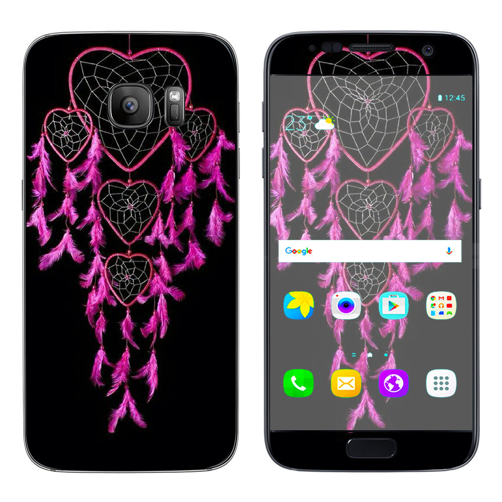  Heart Pink Feather Dream Catcher Samsung Galaxy S7 Skin